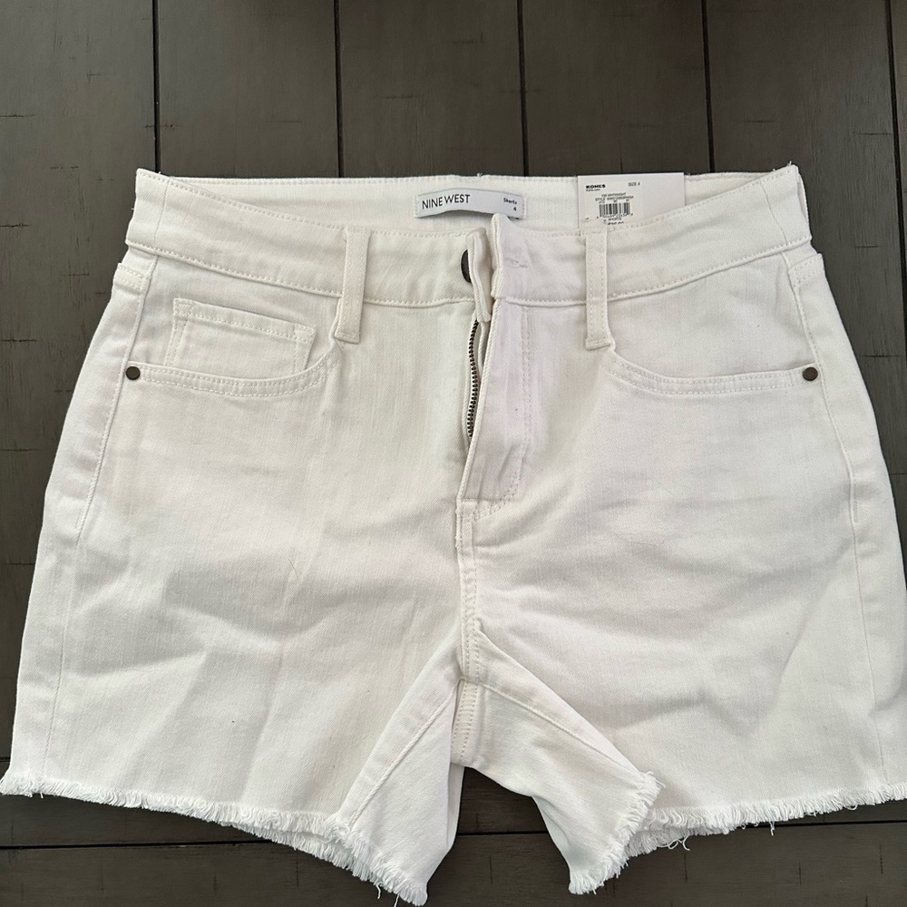 Mid Rise White Shorts